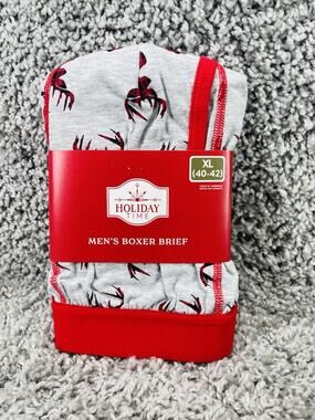 Mens Reindeer Christmas Holiday Time Boxer Brief Size XLarge 40-42 New With Tags